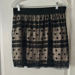 BCX Tan and Black Smocked Bubble Mini Skirt Cocktail